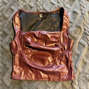 Sleek Burgundy Women's Faux Leather Top